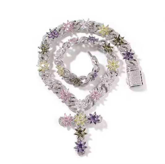 Floral Ice Cuban-Link Chain