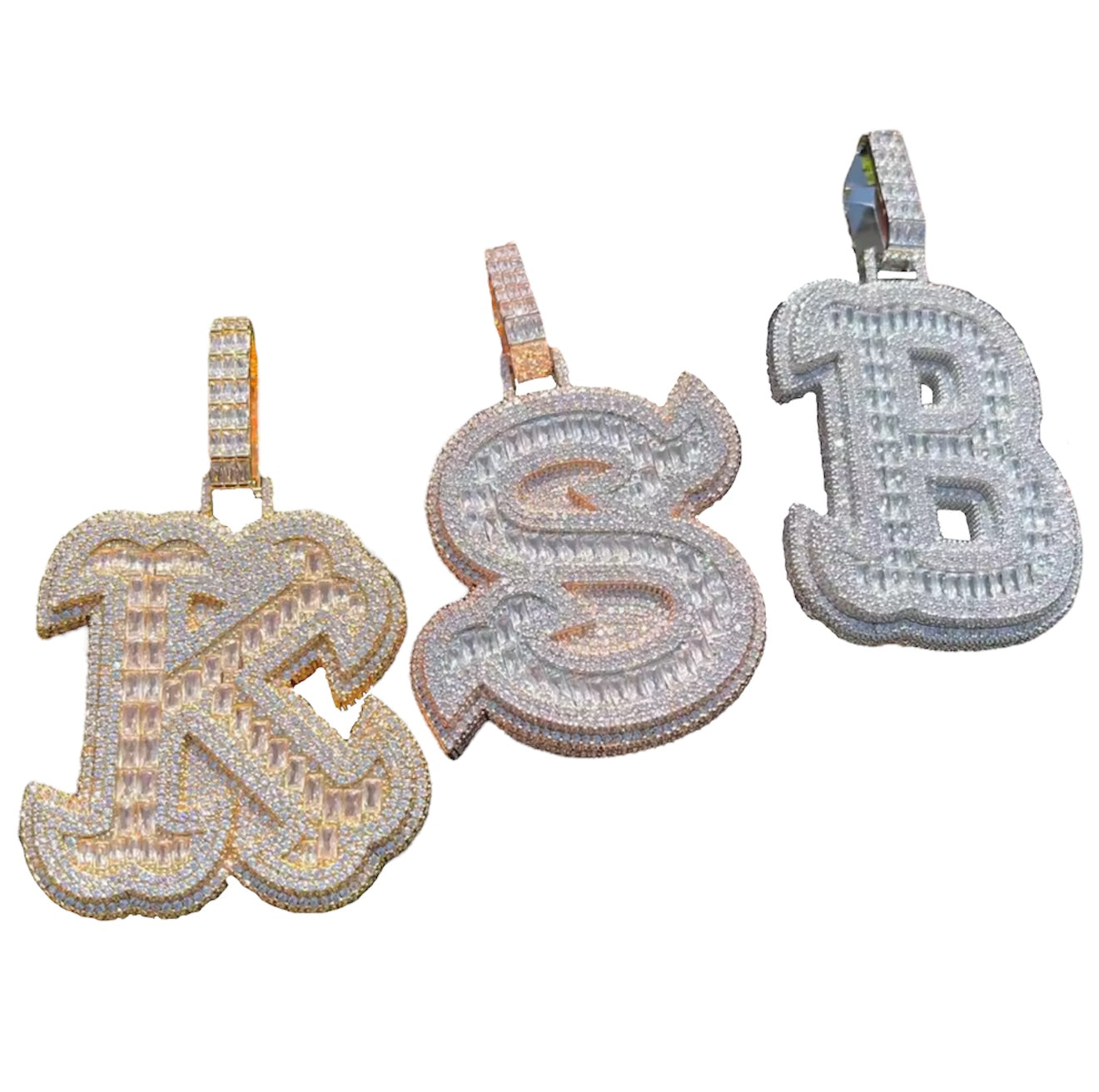 Custom - Iced Out Thick Baguette Letter Pendant