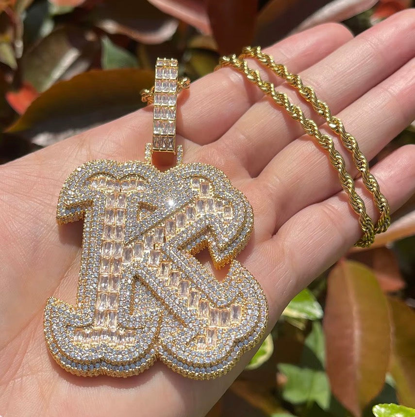 Custom - Iced Out Thick Baguette Letter Pendant