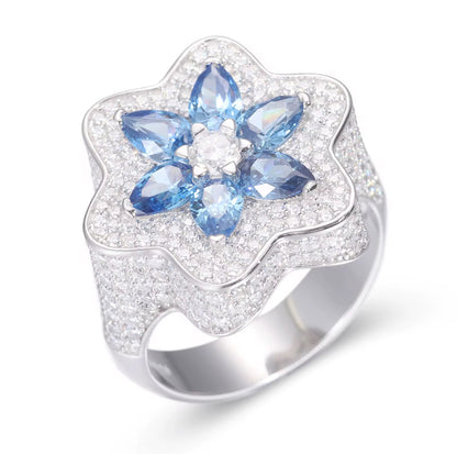 Moissanite - Blue Clover Ring