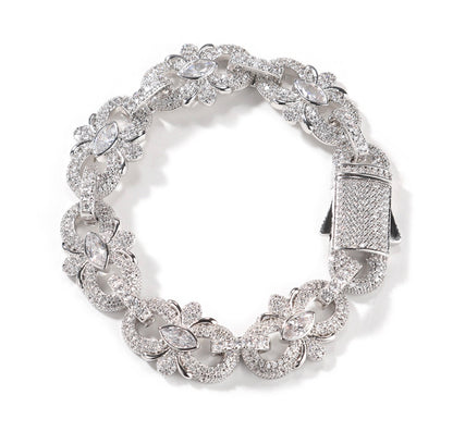 Bracelet floral – Modèle à maillons en forme de fleur sertis de pierres marquise