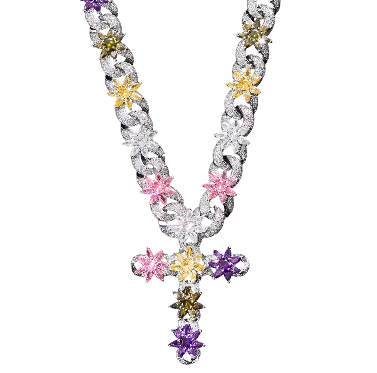 Chaîne cubaine à motif floral glacé