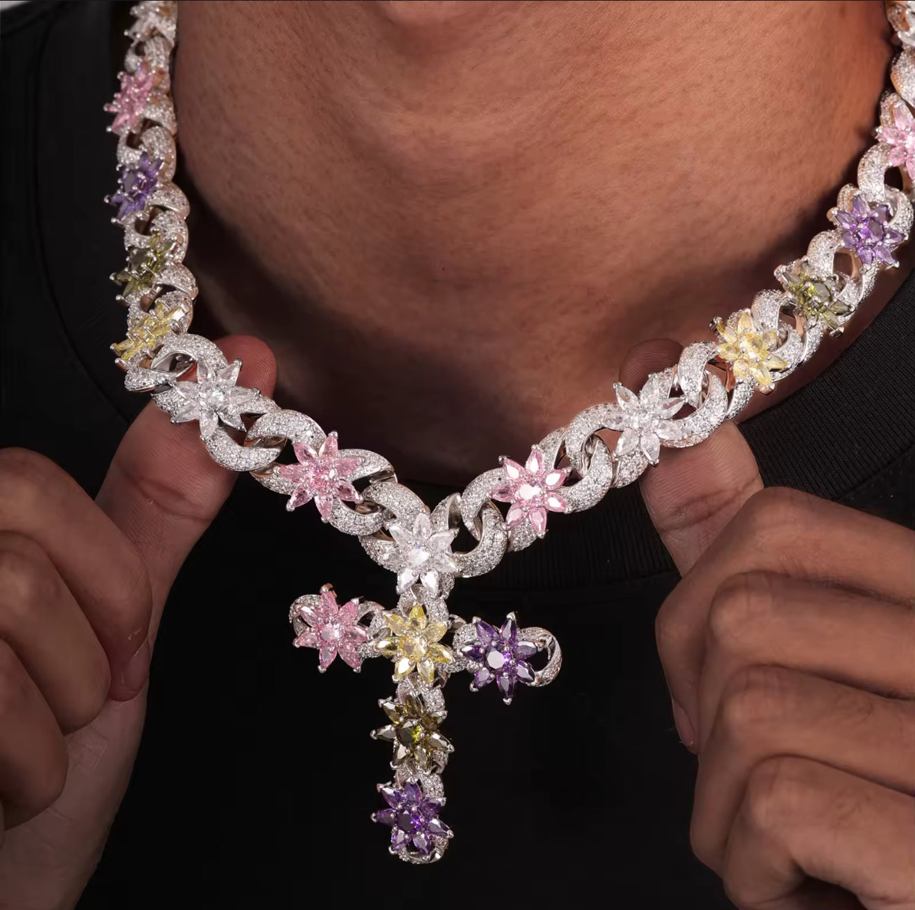 Floral Ice Cuban-Link Chain