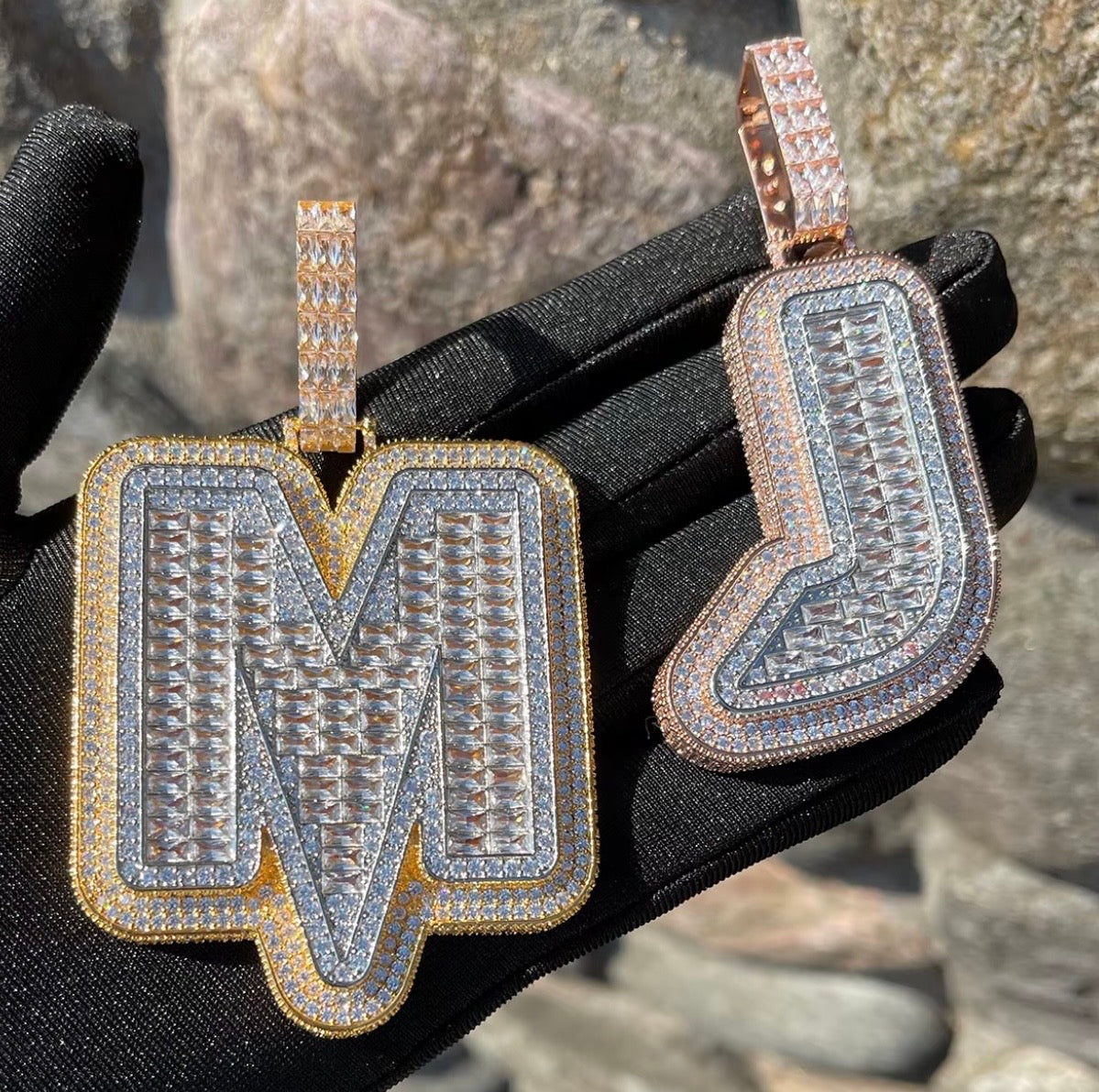 Custom - Iced Out 3D Baguette Letter Pendant