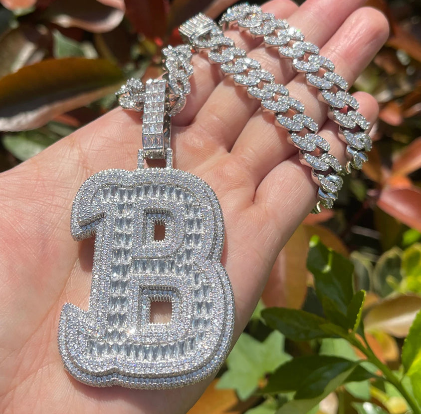 Custom - Iced Out Thick Baguette Letter Pendant