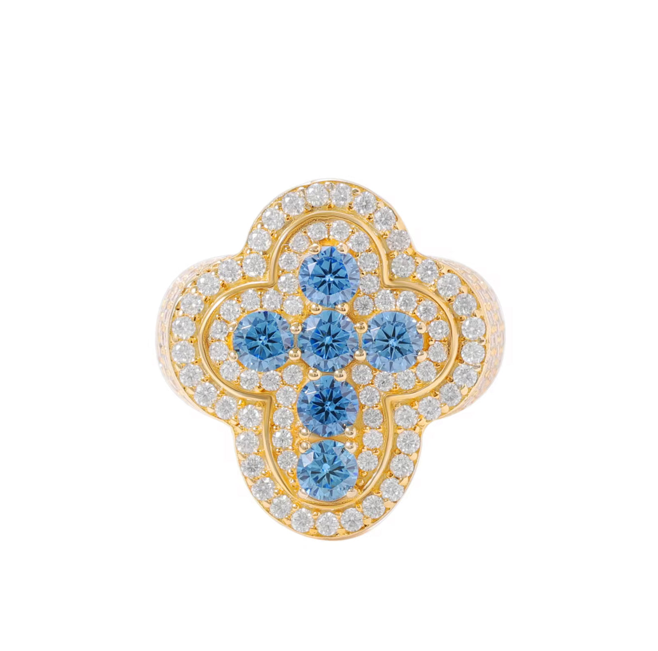 Moissanite - Blue Cross Ring