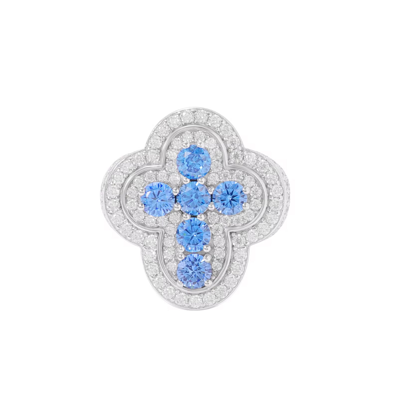 Moissanite - Blue Cross Ring
