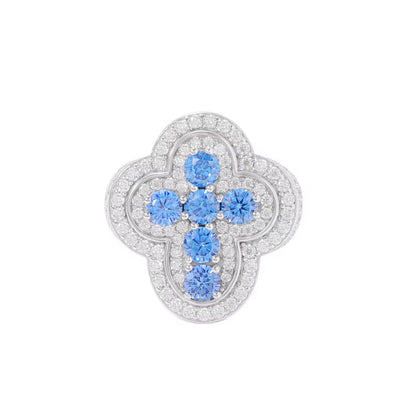 Moissanite - Blue Cross Ring