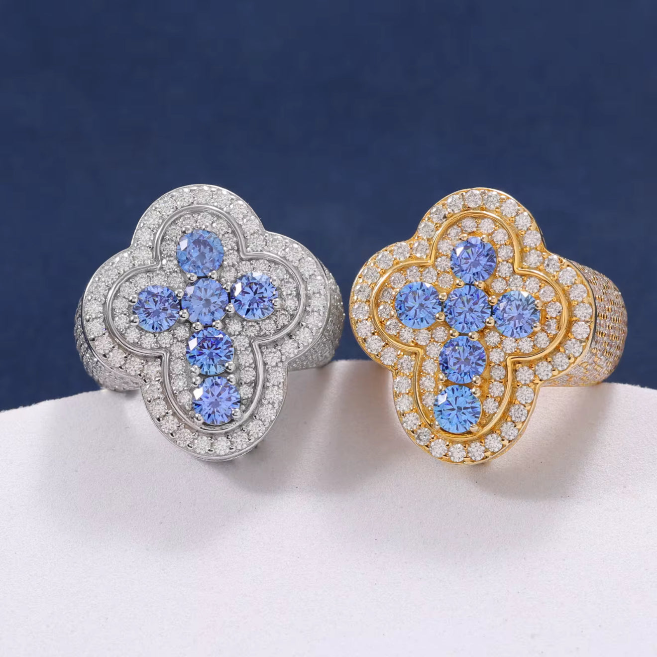 Moissanite - Blue Cross Ring