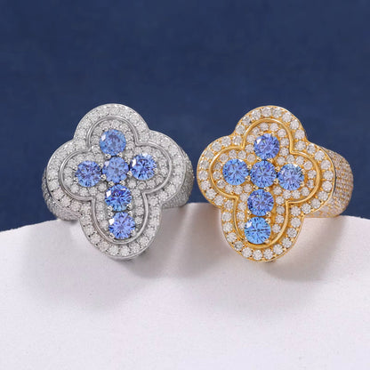 Moissanite - Blue Cross Ring