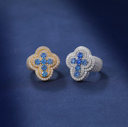 Moissanite - Blue Cross Ring