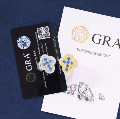 Moissanite - Blue Cross Ring