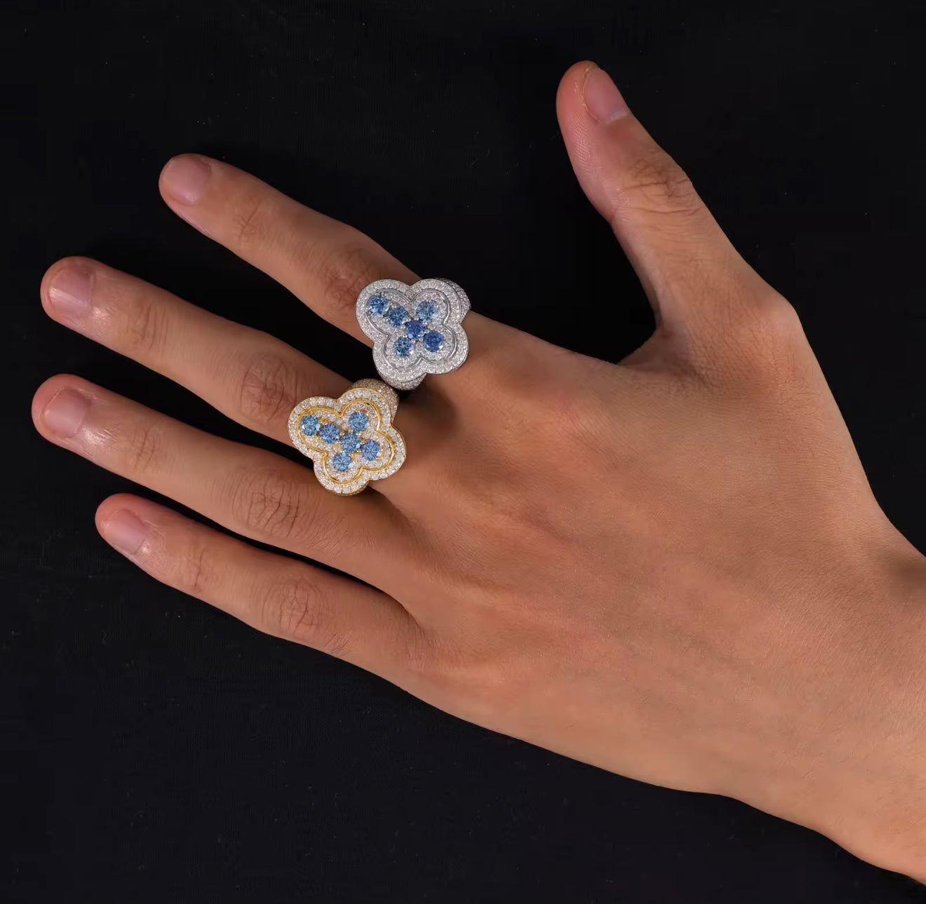 Moissanite - Blue Cross Ring