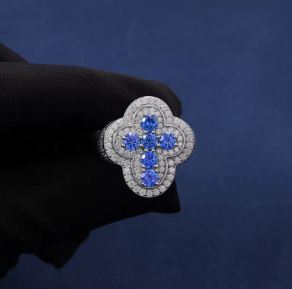 Moissanite - Blue Cross Ring