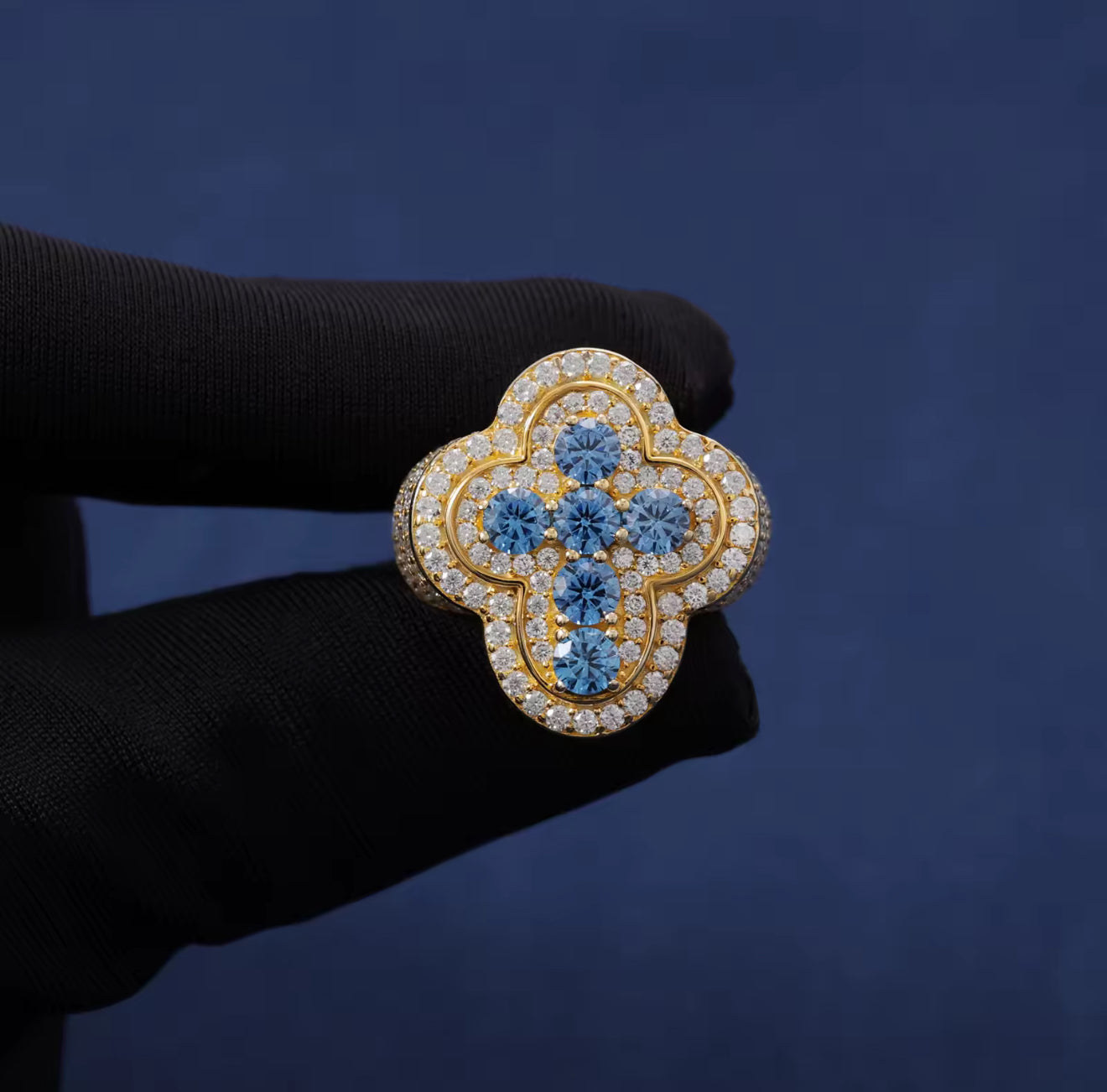 Moissanite - Blue Cross Ring