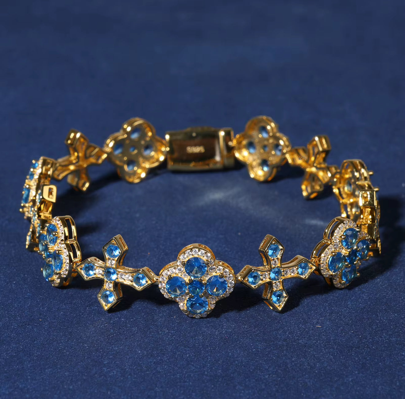 Moissanite - Blue Cross Bracelet
