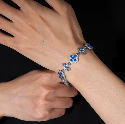 Moissanite - Blue Cross Bracelet