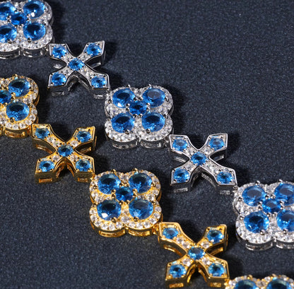 Moissanite - Blue Cross Bracelet