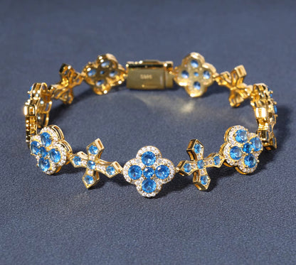 Moissanite - Blue Cross Bracelet
