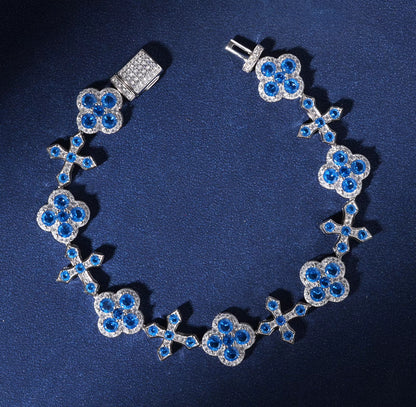 Moissanite - Blue Cross Bracelet