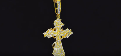 Moissanite - Wrapped Cross Pendant