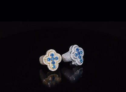 Moissanite - Blue Cross Ring