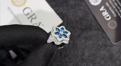 Moissanite - Blue Clover Ring